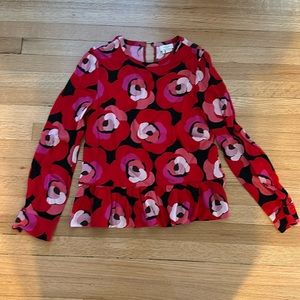 Kate Spade Deco Rose Peplum Top in Orient Red Women’s 2